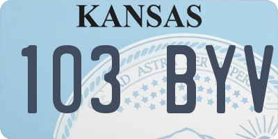 KS license plate 103BYV