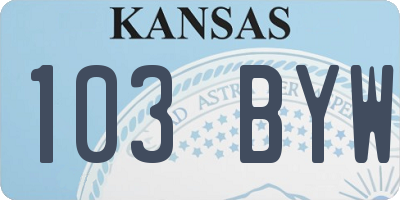 KS license plate 103BYW