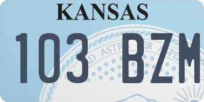 KS license plate 103BZM