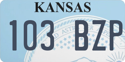 KS license plate 103BZP