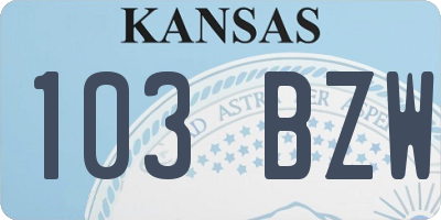 KS license plate 103BZW