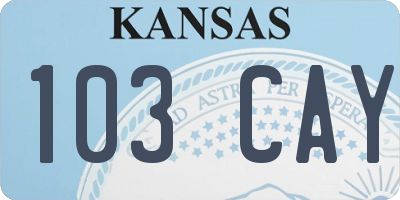 KS license plate 103CAY