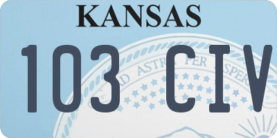 KS license plate 103CIV