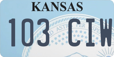 KS license plate 103CIW
