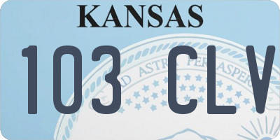 KS license plate 103CLV