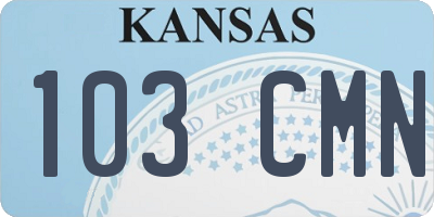 KS license plate 103CMN