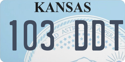 KS license plate 103DDT