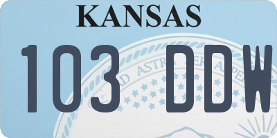 KS license plate 103DDW