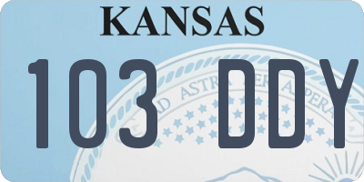 KS license plate 103DDY