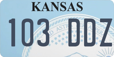 KS license plate 103DDZ