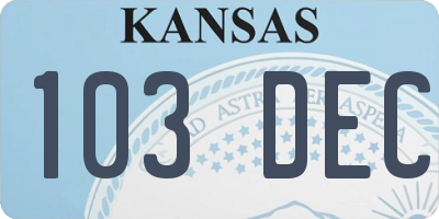 KS license plate 103DEC