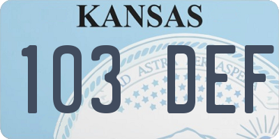 KS license plate 103DEF