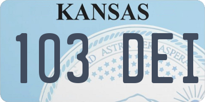 KS license plate 103DEI