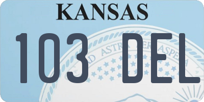 KS license plate 103DEL
