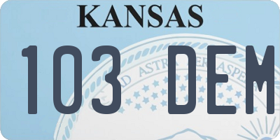 KS license plate 103DEM