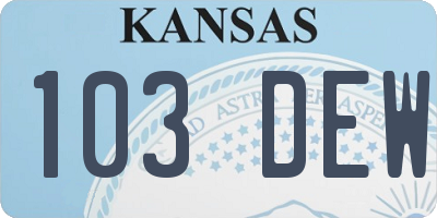 KS license plate 103DEW
