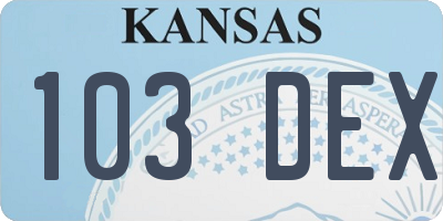 KS license plate 103DEX