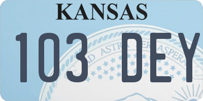KS license plate 103DEY