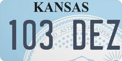 KS license plate 103DEZ