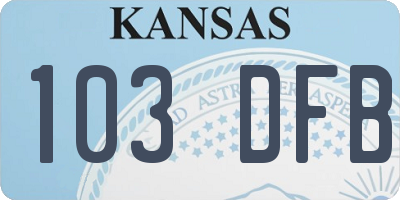 KS license plate 103DFB