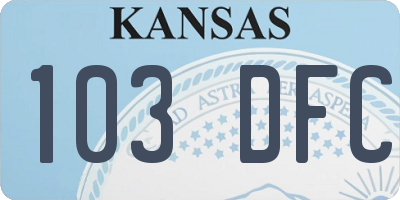 KS license plate 103DFC