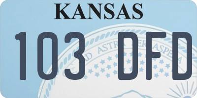 KS license plate 103DFD
