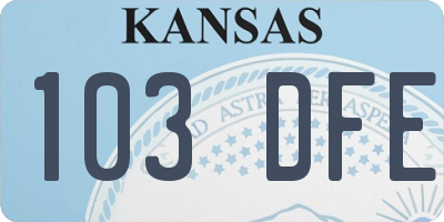 KS license plate 103DFE