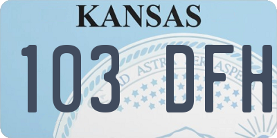 KS license plate 103DFH