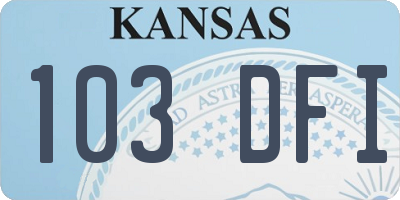 KS license plate 103DFI