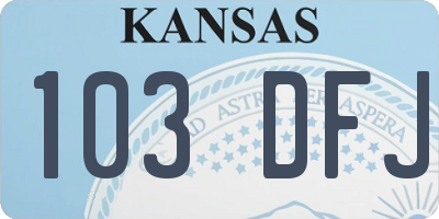 KS license plate 103DFJ