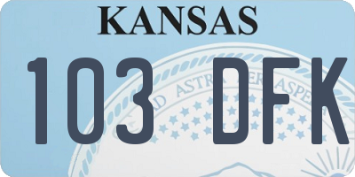 KS license plate 103DFK