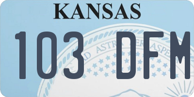 KS license plate 103DFM
