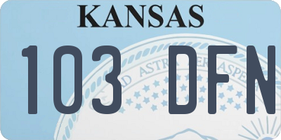 KS license plate 103DFN