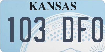 KS license plate 103DFO