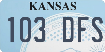 KS license plate 103DFS