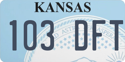 KS license plate 103DFT