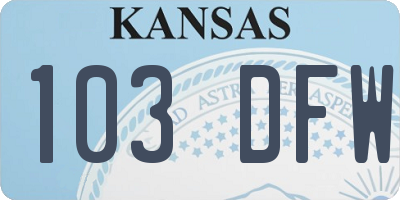 KS license plate 103DFW