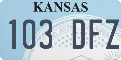 KS license plate 103DFZ