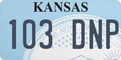 KS license plate 103DNP