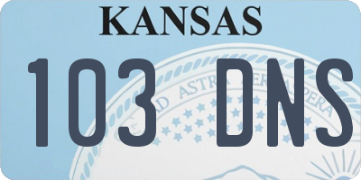 KS license plate 103DNS