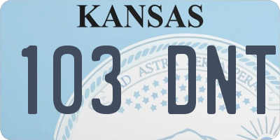 KS license plate 103DNT