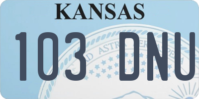 KS license plate 103DNU
