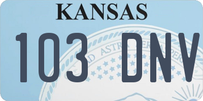 KS license plate 103DNV