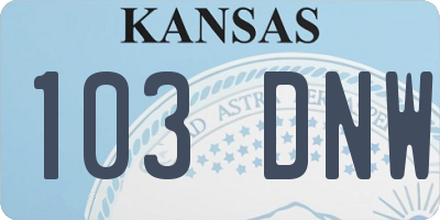 KS license plate 103DNW