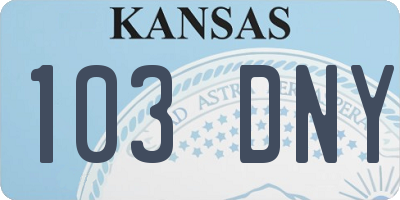 KS license plate 103DNY