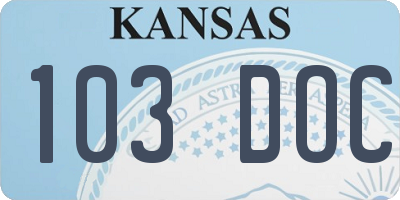 KS license plate 103DOC