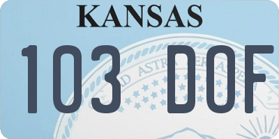KS license plate 103DOF