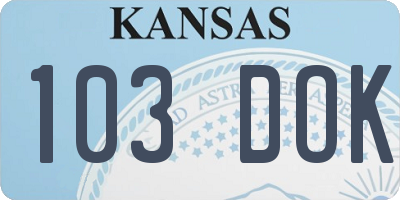 KS license plate 103DOK
