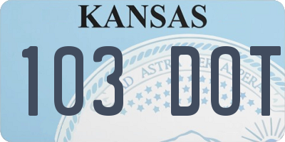 KS license plate 103DOT