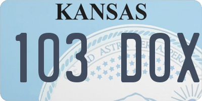 KS license plate 103DOX